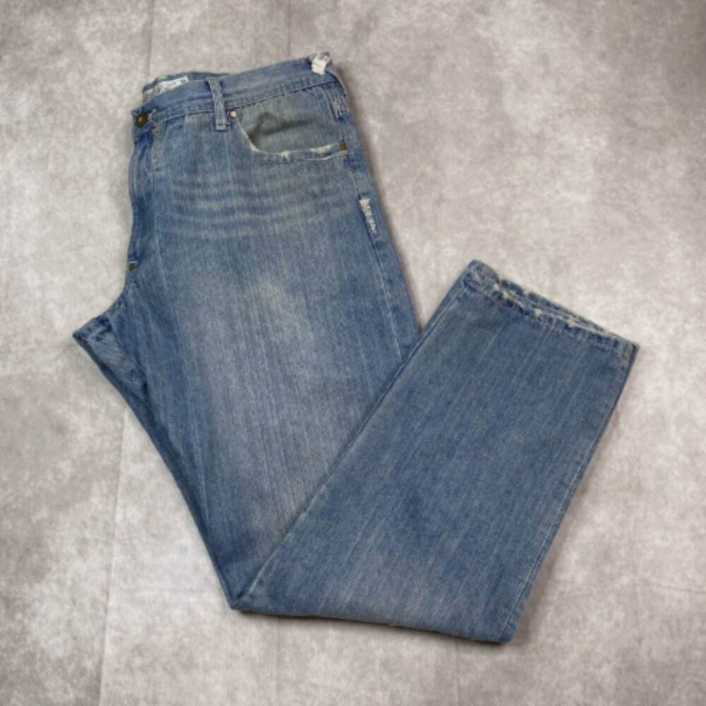 Akoo Denim Jeans Mens 40x32 Blue Y2K Baggy Skater Hip Hop Rap Wide Embroidered